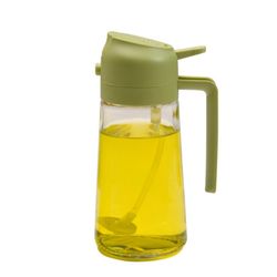 2024 NY oliesprøjte til madlavning, 2 i 1 olivenoliedispenserflaske til køkken, 17oz/500 Grøn
