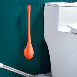 Flexible Toilettenbrste aus Silikon, 2023 Neu Silikon Klobrste mit flachem und biegsamem Kopf, Moderne WC Brste fr die Wandmontage ohne Bohren mit ...