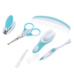 Baby Børn Grooming Sæt Nail Clipper Hår Brush Comb + Opbevaringspose 7pcs blå