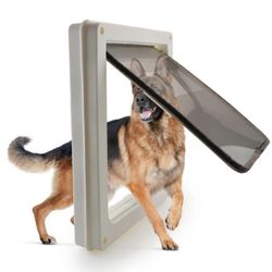 Koiranluukku suurille koirille, säänkestävä lemmikkiluukku sisä- ja ulkokäyttöön, kestävä valkoinen kissanluukku lukituslevyllä, koko L
