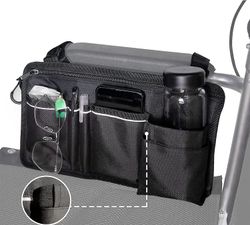Cannwin Pyörätuolilaukku taskuilla - universaali vedenpitävä käsinojan sivulaukku sähköpyörätuolille, skootterille, kävelykehyksen lisävarusteille