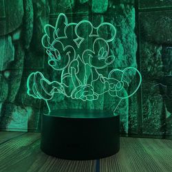 Wekity Mikki Minnie Hahmot Keiju Kevyt Sarjakuva Hiiri Anime Kuva 3d Led Optinen Illuusio Makuuhuone Sisustus Pöytävalaisin Kaukosäätimellä 7 väriä...