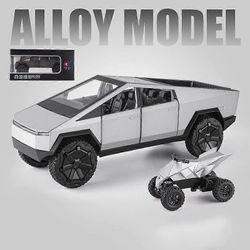 Toy Cars 1:24 Tesla Cybertruck Truck Alloy Lelu Automalli Diecasts Ajoneuvot Pickup Moottoripyörä Auton koristelu Kid Boys Lelut Joululahjat Hopea ...