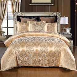 Mikasa Satin Jacquard Dynebetræk Sengetøj Sæt med lynlås Lukning Gul USQueen 228x228
