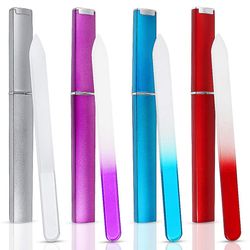 Xqday 4 stykker Sæt Glas Nail Files, Professional Gradient Color Nail Files med dåser, dobbeltsidede neglefiler, fingernegl / tånegl grooming værkt...