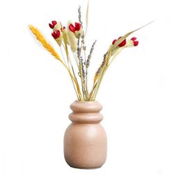 Keramisk vase i europæisk stil, grov keramisk tørret blomstervase B-Pink