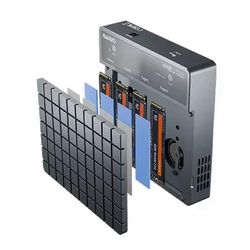 MAIWO 4-paikkainen USB4.0 40 Gbps M.2 NVMe SSD -kotelo Yhteensopiva M.2 - Type-C 4.0 32 Tt SSD-aseman kotelo EU-pistoke Harmaa