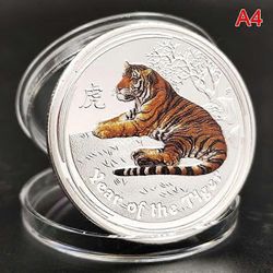 unbrand Hopeakolikko Sian vuosi Lohikäärme Tiikeri Kani Apina Käärme Eläin Kopiokolikot Tiger