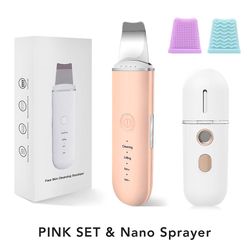 Eveltek Ultralyd Scrubber Hudspatel Facial Cleaner Peeling Massage Spa Blackhead Remover Sæt 1 Pink