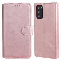 För Samsung Galaxy Note 20 kalvtextur läderfodral Rose guld