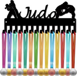 Judo-mitalin haltija Race Medal Hanger -näyttö Musta telinekehys koukkuilla Pieni urheilijakilpailu Riippuvat palkinnot Rautaseinäkiinnitys Sisustu...