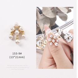 Nail Art smykker Pearl Skaldyr Søstjerner Love Pendant Ring Tide Nail Diamond 1539 guld