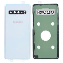 Samsung Galaxy S10 5G G977 -akkukotelolle tarralla kameran linssin suojus Hopea Silver