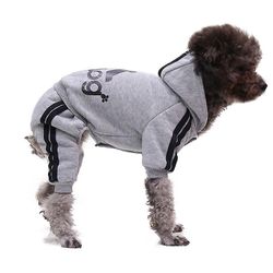Witdreamer 4 ben Kæledyr Hundetøj Kat Hvalpefrakke Sport Hættetrøjer Varm sweater Jakke Tøj Grå M