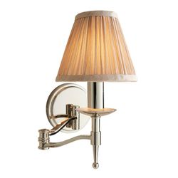 Interiors 1900 Lighting Stanford Swing Arm 1 Lys Indendørs Stearinlys Væg Lys poleret nikkel plade med Beige Shade, E14