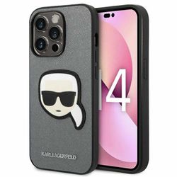 Karl Lagerfeld beskyttelsesetui til Apple iPhone 14 Pro sølv Saffiano Ikonik etui cover taske