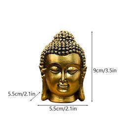 Northern Ancient Buddha Head Statue, gullbelagt miniatyrstatue, Zen Home Interior Decoration, Sørøstasiatisk kreativ harpiks B