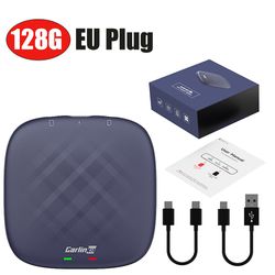 Roobeki CarlinKit Trådløs CarPlay Ai Box 8+128GB/4+64GB QCM 8-kjerners 6125 trådløs CarPlay Android Auto Bluetooth Smart Box innebygd GPS EU 128G