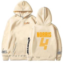 Mclaren F1 hættetrøje Lando Norris 4 bogstaver print Mænds og kvinders sweatshirt efterår / vinter afslappet mode gade stor hættetrøje, 4,4 L