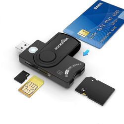 ROCKETEK CR310 USB 2.0 älykortinlukija SD TF ID SIM-pankkikortin liitinsovitin