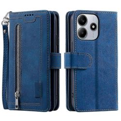 Xiaomi Redmi Note 14 5G Kotelo PU Nahkainen Puhelimen Kuori Vetoketjulompakolla 9 Korttipaikkaa-Musta Monivärinen Blue