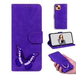 Etui til iphone 13 Butterfly Cover Premium Læder Magnetisk- Pink Lilla