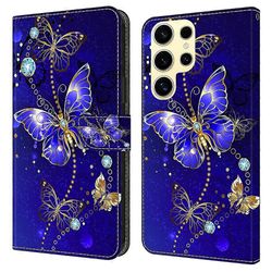 Samsung Galaxy S25 Ultra Case 3D Pattern PU nahkainen lompakon puhelimen kansi jalustalla Monivärinen Diamond Butterfly
