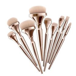 9stk Makeup børster sæt oval formet makeup børste blød løs pulver børste indstilling pulver rødme makeup skønhedsværktøjer spejl belagt blød blandi...