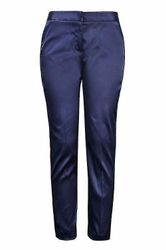 Mid Waist Pocket Detaljer Koniske Satin Bukser BLÅ 8