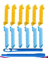 Xqday 12stk Magic Spiral Hair Curlers Spiral Curls Styling Kit Ingen varme DIY Hair Styling Værktøjer med 2 sæt Styling Hook Værktøjer til piger Wo...