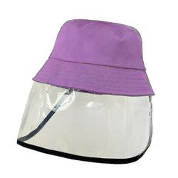 Koolmei Børns tynde ansigtsmaske Støvtæt Fisherman Sun Hat Face Shield Bucket Hat lilla