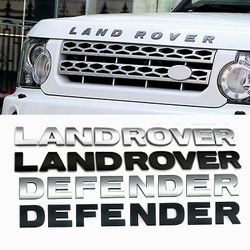 3d Letter Bilhætte Motorhjelm Cover Emblem Til Land Rover Range Rover Velar Sport Discovery 2 3 4 Defender Chrome Front Head Sticker landrovergloss...