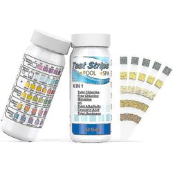 Strimler som er kompatible med svømmebassenger og spa, 6 i 1 på klor / klor / ph / alkalitet / cyanuric / Ness, Chem