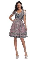 Tradisjonelle kvinner Tysk Oktoberfest Kostyme Bayersk Octoberfest Øl Maid Wench Dirndl Fancy Kjole Halloween Fest Outdit Marineblå XL