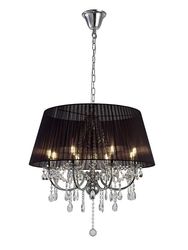 Inspired Lighting Olivia Loft Vedhæng med sort skygge 8 lyspoleret krom, krystal