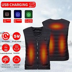 Elektrisk opvarmet Vest Jakke Usb Warm Up Varmepude Krop Varmere Vinter Tøj sort/rød/hvid 4XL