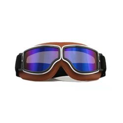 Zhuopai Retro Kart beskyttelsesbriller maske motorcykel ridning vindtæt støvtæt beskyttelsesbriller hylster kart uv beskyttelse Brun læder regnben ...