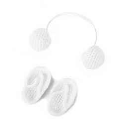 Nyfødte fotograferingsrekvisitter Håndhæklet Babytøfler +headset Sæt Baby Foto Rekvisitter Sko Fototilbehør 900c