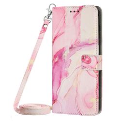 Foxdock Kompatibel med Iphone 14 Pro-deksel med justerbar Lanyard Marble Pattern Wallet Card Holder Cover Rosegold