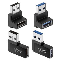 4-pakkaus USB 3.0 -sovitin pystysuunnassa ylös ja alas, vaakasuunnassa vasen ja oikea kulma USB-uros Femaan