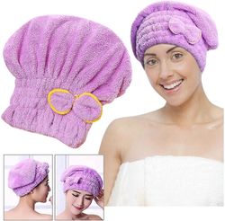 Suren 1 hårtørrer cap, Super soft håndklæde badehætte Lilla