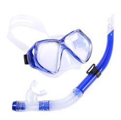 Dykning beskyttelsesbriller og halvtørre snorkel udstyr sæt Blå