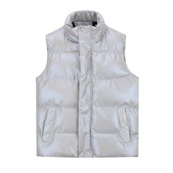 Cloudstyle mænds polyester ensfarvet stativkrave polstret vest Hvid L