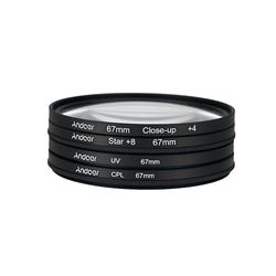 Andoer 67mm UV + CPL + lähikuva + 4 + tähden 8 pisteen suodatin pyöreä suodatinsarja pyöreä polarisaattorisuodatin 67 mm