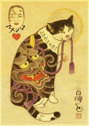 Vintage japansk samurai tatovering katt plakater tre puslespill 1000/500/300 brikker for voksne leker dekompresjon spill pt398zr