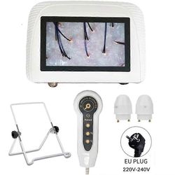 5 tuuman ladattava LCD-ihoanalyysiskanneri UUSI 50X / 200X HD digitaalinen mikroskooppi karvatupen ilmaisin päänahan diagnostiikkakone EU Plug