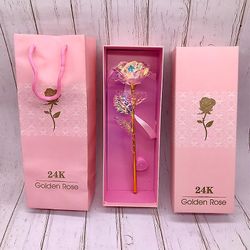 24k Guldfolie Galaxy Rose Flower Led lysende Mors Dag Valentinsdag Gave Pink