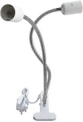 Clip-lampun pidike E27, puristinpidike 2 pistorasialla, kaksinkertaisella on/off-kytkimellä, hanhenkaulaletku 360 asteen kierto, kasveille lamppu p...
