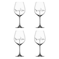 Exia Rødvinsglass med hai inne beger glass klart glass for hjemmebar fest 4pcs