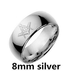 Bricks Masons Le baiser firkantet og kompas glatte runde ringe 8 mm sølv 9